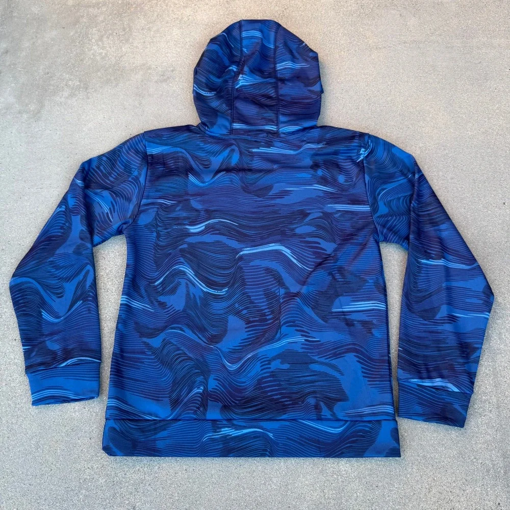 Adidas Boys Blue Wave Graphic Fleece Hoodie Sweatshirt Size Large 14/16